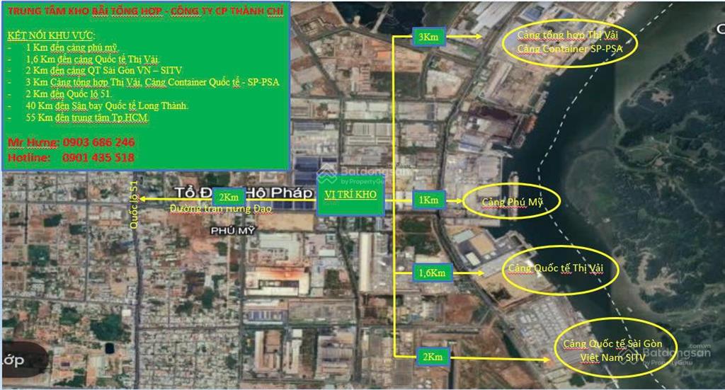 Cho thuê 2 kho x 9.500 m2 = 19.000m2 kcn phú mỹ 1, giá chỉ 65.000vnd/m2/tháng.