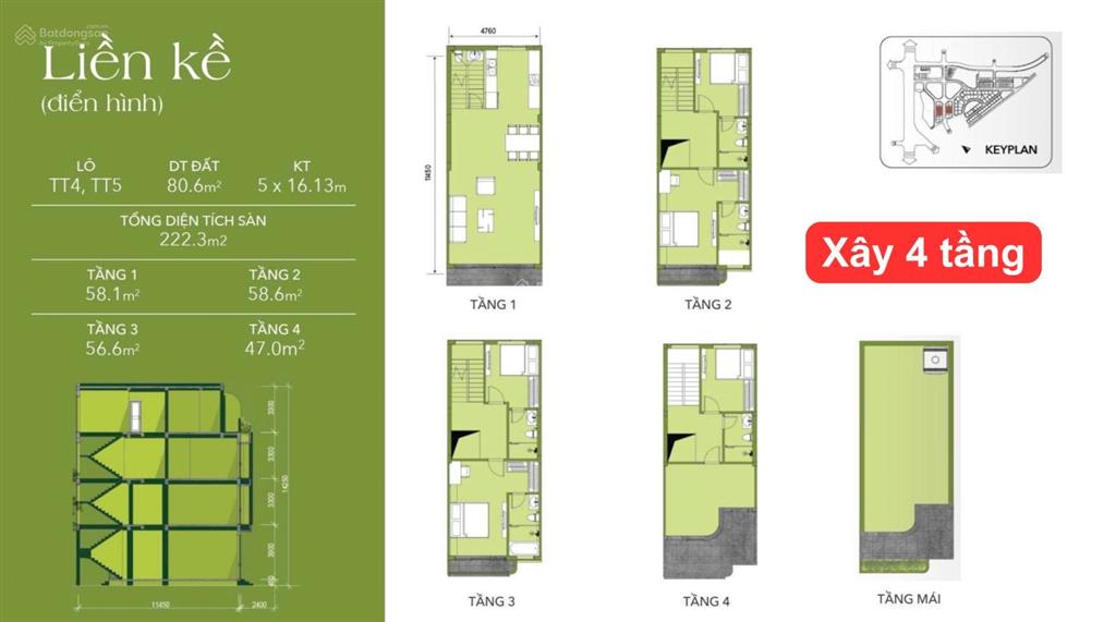 3,4 tỷ (15%) sở hữu liền kề chân chung cư kinh doanh tốt. xây 4 tầng mặt tiền 5m. miễn gốc 5 năm