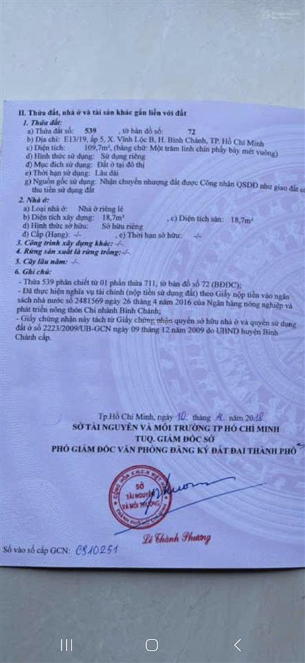 Bán đất sổ hồng riêng 8x13 vĩnh lộc b, thổ cư 100%, xây dựng hoàn