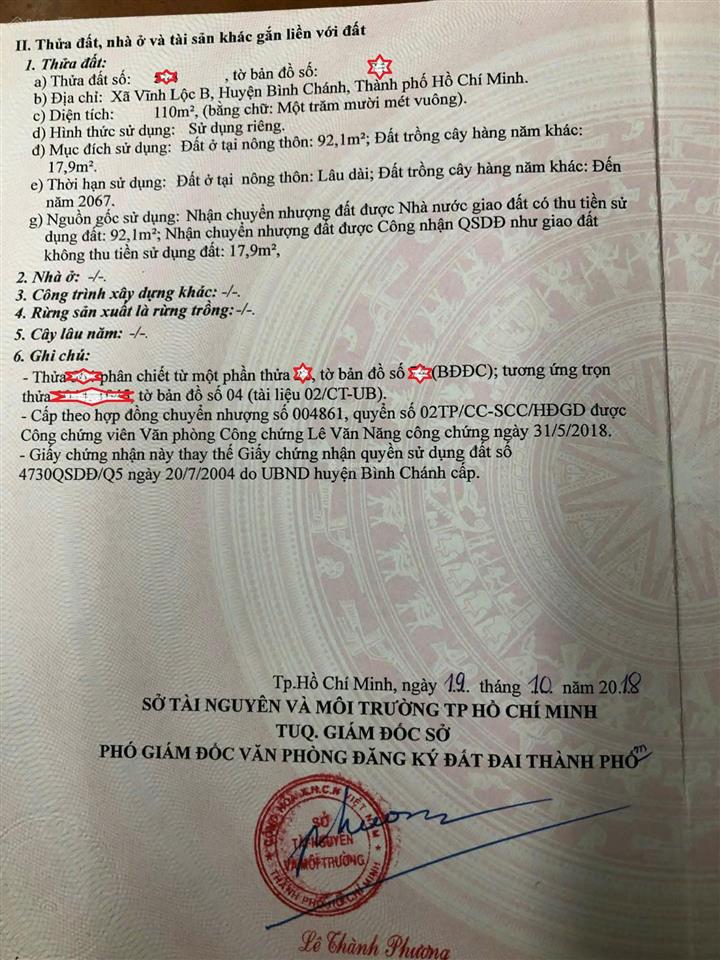 Bán lô đất shr đường thông xe tải 5x22 thổ cư 5x20. giá tốt chỉ 3 tỷ 6