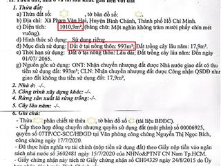 Bán đất đường an hạ gần 1000m2 thổ cư ngang 25mét, giá rẻ chỉ 17tr/m2 thổ.