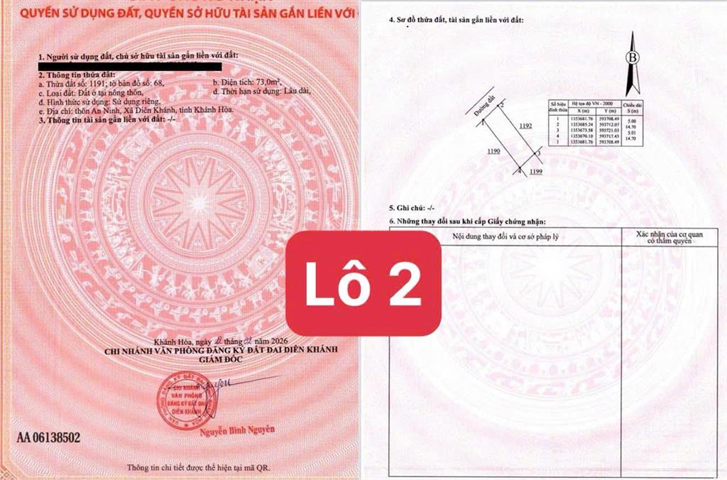 Mở bán 8 lô đất an ninh, diên an, diên khánh. giá từ 1,2 tỷ, cơ hội đầu tư đón sóng nha trang