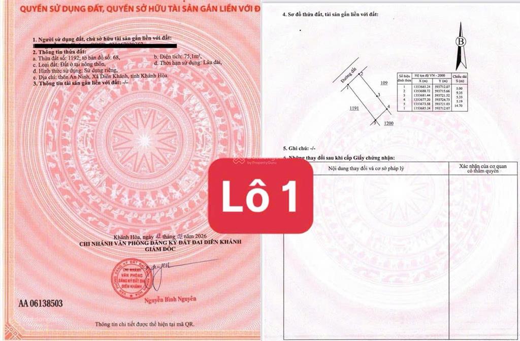 Mở bán 8 lô đất an ninh, diên an, diên khánh. giá từ 1,2 tỷ, cơ hội đầu tư đón sóng nha trang