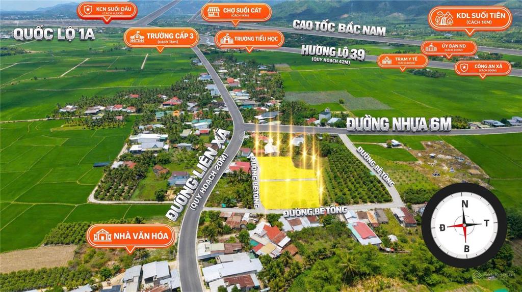 Cc bán lô full thổ suối tiên,diên khánh,ngay đường liên xã,cách hl39 750m,shr,giá chỉ 499 tr,100m2