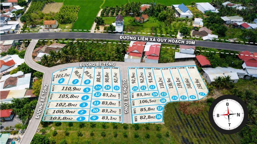 Bán đất suối tiên, diên khánh, khánh hòa, 83m2105m2, sổ riêng, giá chỉ từ 399 triệu/lô
