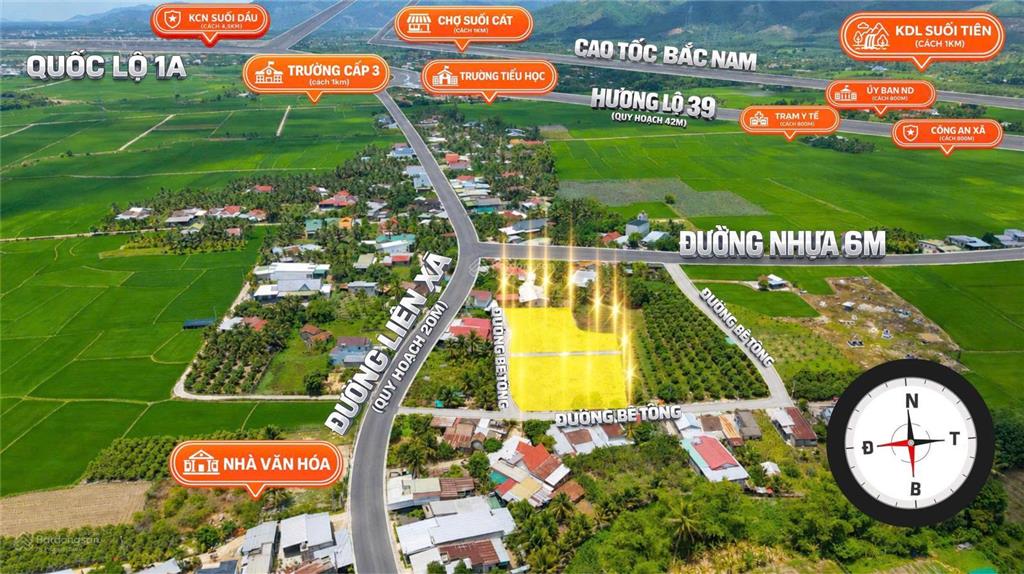 Bán đất 103m2, thổ cư 2 mt suối tiên, ngay hl39, cách nha trang 15ph, ngay khu dân cư hiện hữu