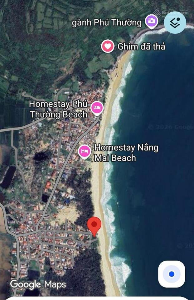 Đất mặt biển phú thường sổ sẵn thổ cư 1760m2  bám biển 72m  đường oto vivu  xã ô loan, đắk lắk