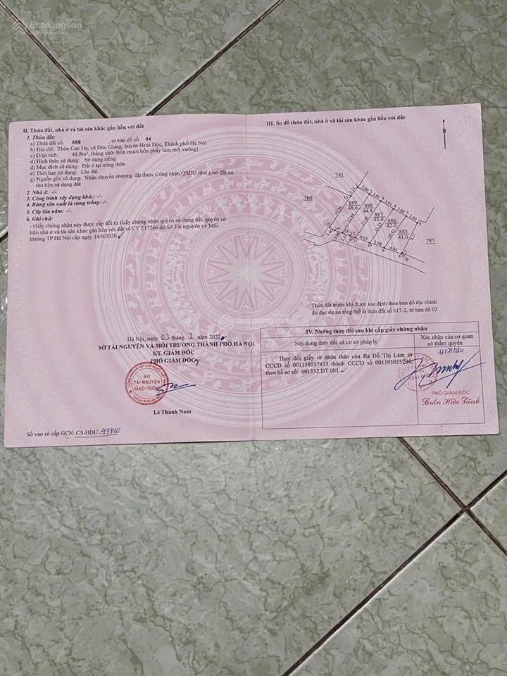 Bán đất đức thượng  hoài đức  hà nội  44,8m2  khu vực đông dân