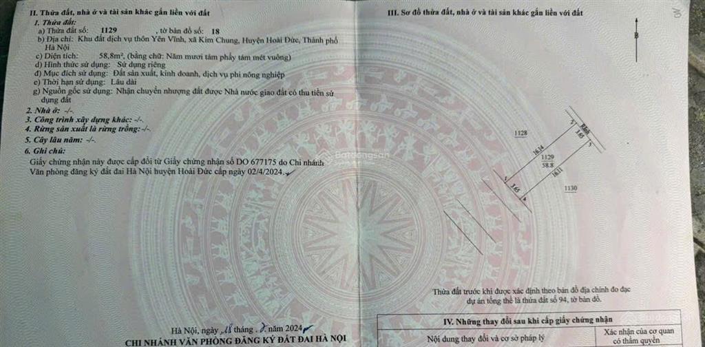 Bán đất yên vĩnh  hoài đức  hà nội  58,8m2  gần trường, chợ