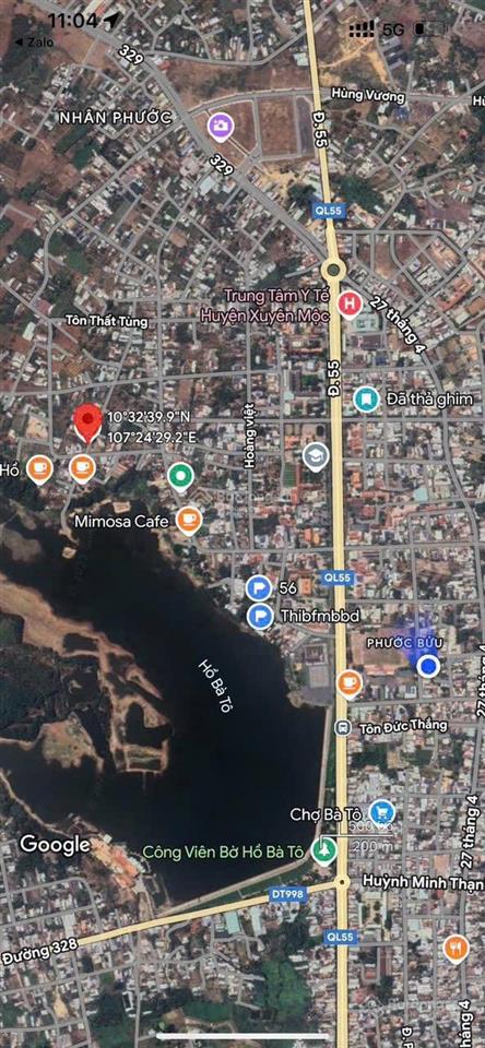 Đất đẹp gần hồ bà tô, thị trấn phước bửu