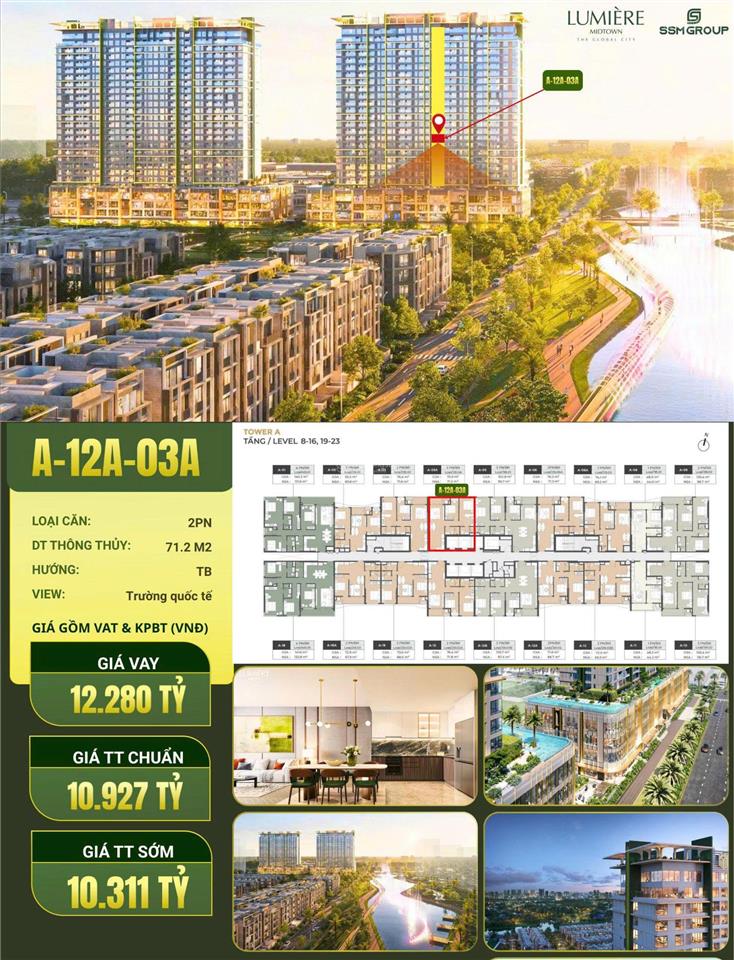 Nhanh tay chốt lẹ 2 căn sót lại giá nội bộ 2pn lumière midtown  chiết khấu tới 12%  view sông