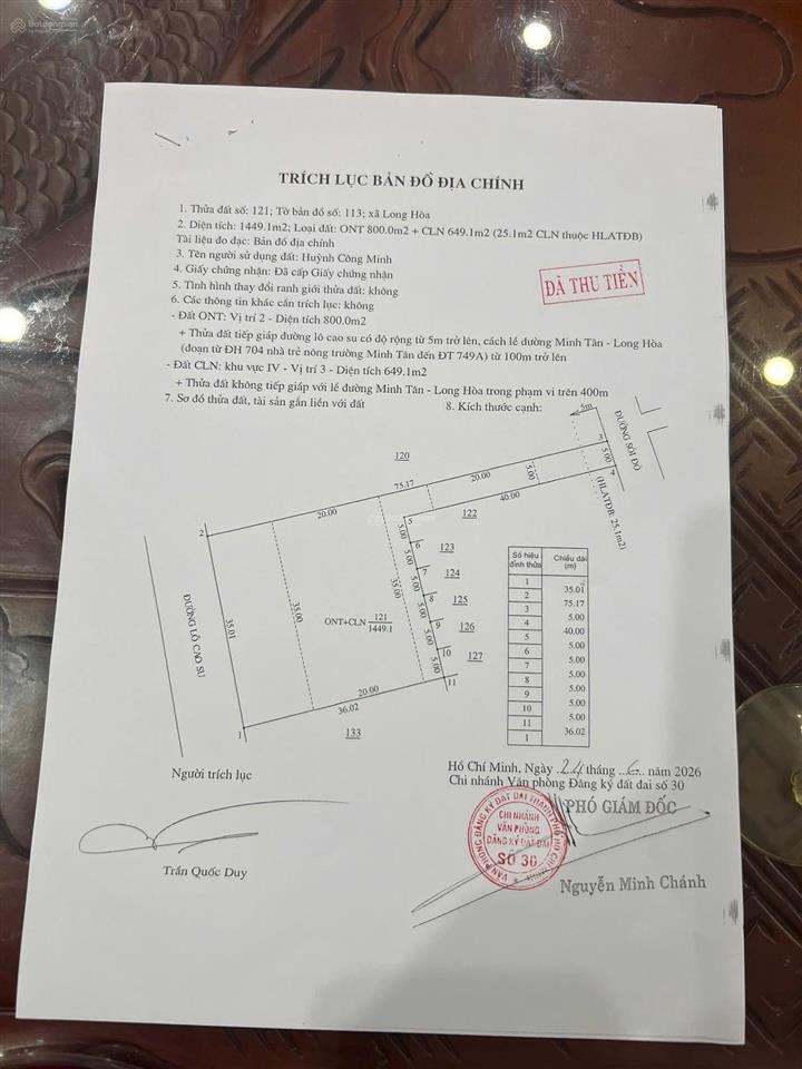 Bán đất 1400m2 có 700m2 thổ cư tại xã minh tân, huyện dầu tiếng, bình dương, giá 1,4 tỷ vnd