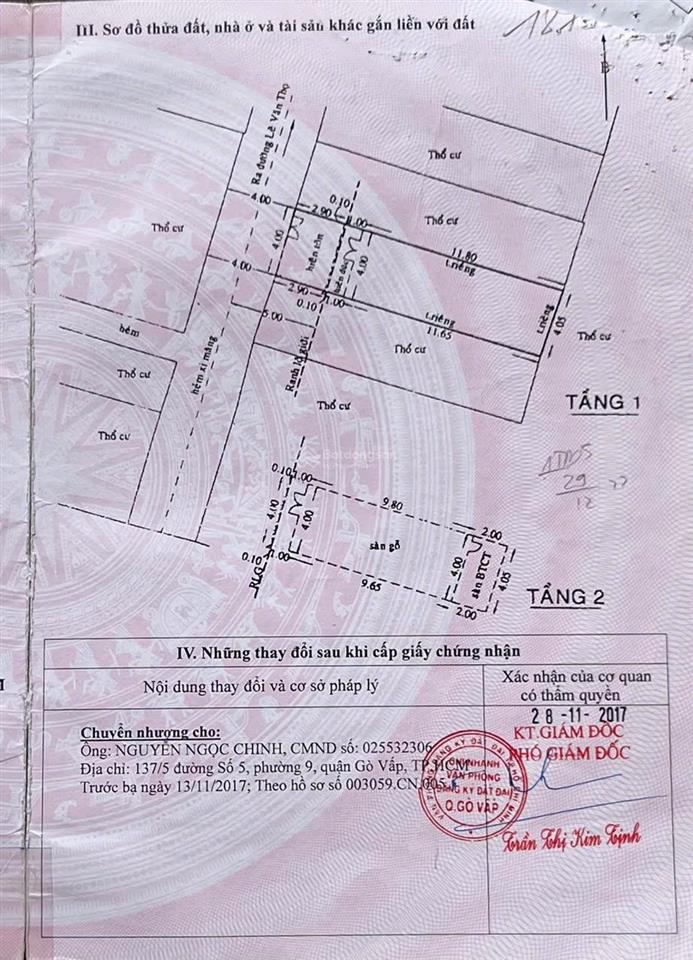 Chỉ 5 tỷ 990  gấp bán nhà lê văn thọ gò vấp 63,3m hẻm xe hơi 4pn 2 wc