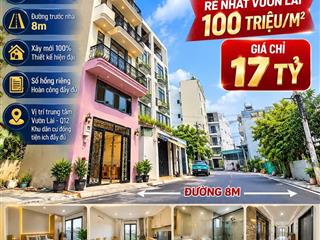 Hàng new 100%  chdv vườn lài 170m2  30 phòng thu 105tr/tháng chỉ 1x tỷ tl