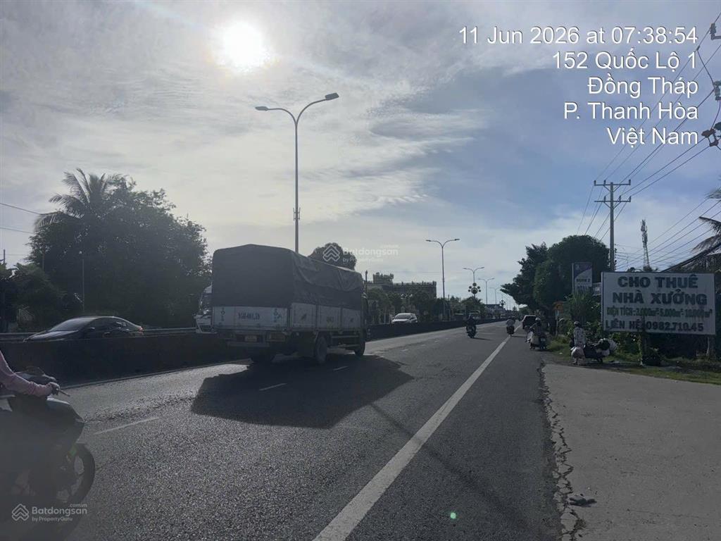 Cho thuê nhà xưởng 4.500m²  mặt tiền quốc lộ 1a phường thanh hòa, đồng tháp
