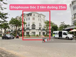 Shophouse góc 2 mặt tiền đường 25m hoàn thiện mới tinh, thang máy hiện đại,dtsd gần 500m2 cho thuê