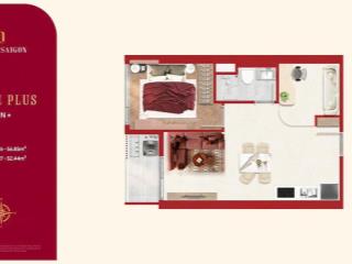 Căn 1pn+ diện tích lớn 55,86m lusso chỉ 2ty361 full vat.thanh toán chỉ 280 triệu đến khi nhận nhà