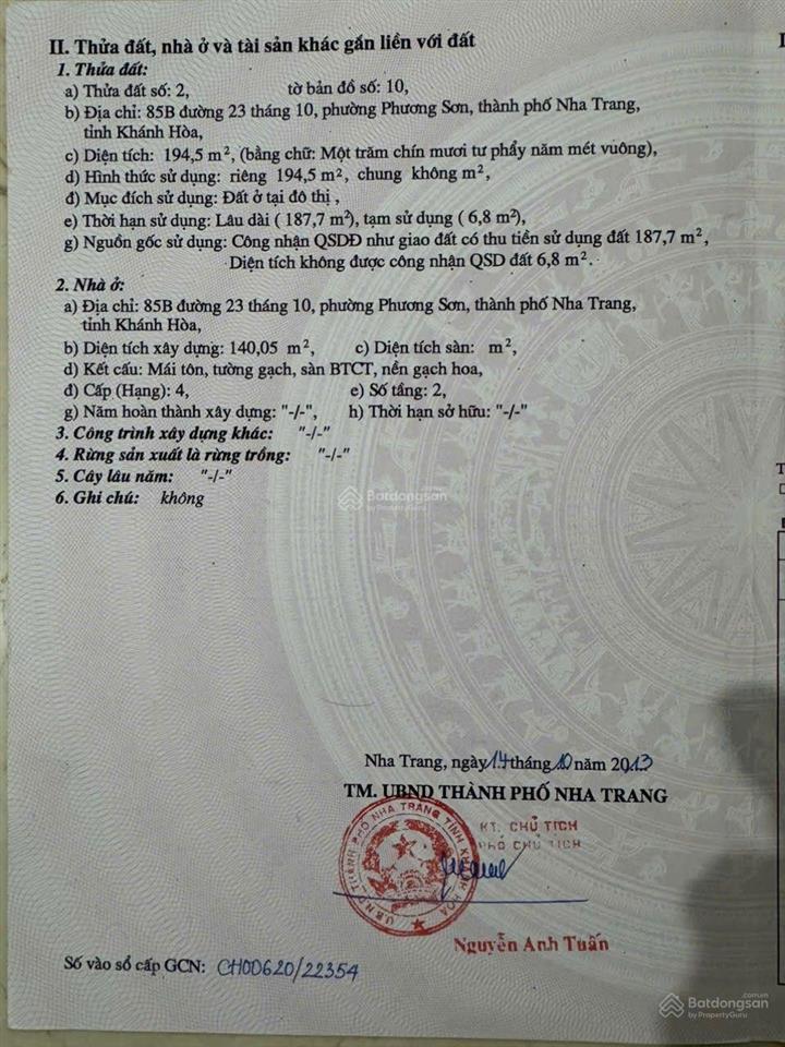 Nhà 2 tầng mặt tiền, nở hậu đường 23 tháng 10. giá thấp hơn định giá vietcombank