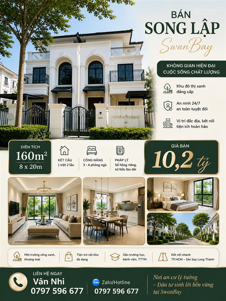 Hot bán biệt thự song lập zone 4 swanbay 160m2 giá tốt 10,2 tỷ
