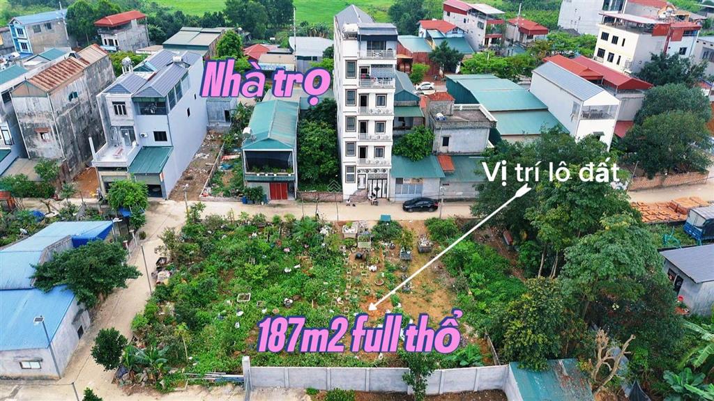 Bán đất kinh doanh nhà trọ 187m2. fpt khu cnc hòa lạc  huyện thạch thất, giá ưu đãi 7,5 tỷ