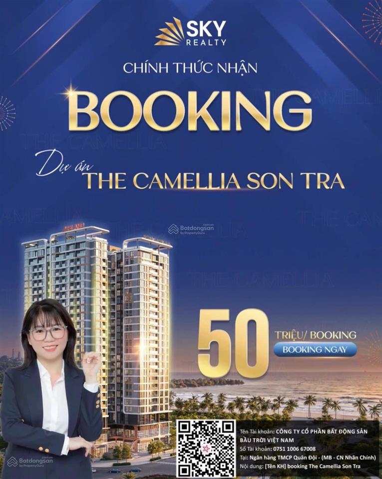 Nhận booking camellia sơn trà, căn hộ biển sở hữu lâu dài, từ 65tr/m2, htls 18 th, ck early bk 3%