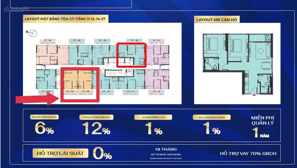 Bán nhanh căn 1 p. ngủ capital square, giá gốc cđt, ck 12% tts, ân hạn gốc 36 tháng & htls 18 tháng