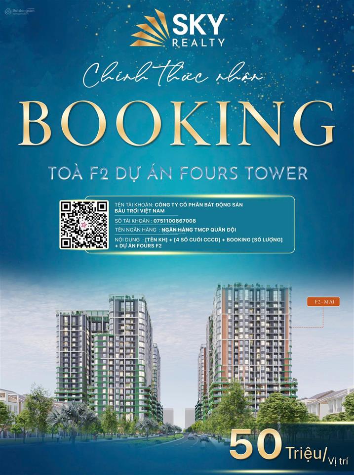 Sắp mở bán tòa tháp f2 căn hộ fours tower, cđt sun group, thanh toán 70% nhận nhà, c.khấu 5% bk sớm