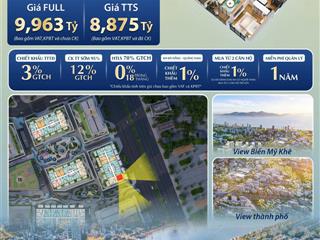 Hàng vip capital square căn 2 pn 77,79m2, view biển mỹ khê, ven sông hàn, giá chỉ từ 110tr/m2