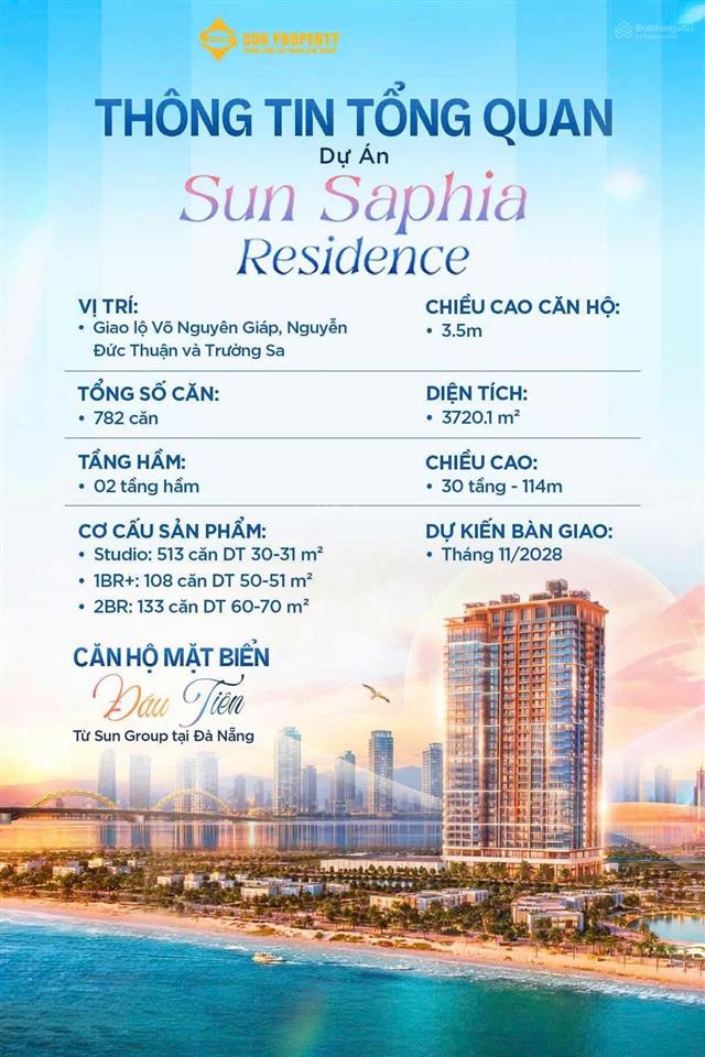 Bán căn 2 phòng ngủ góc 70m2 sun saphia residence, view trực diện biển, giá cđt, chiết khấu mua sớm