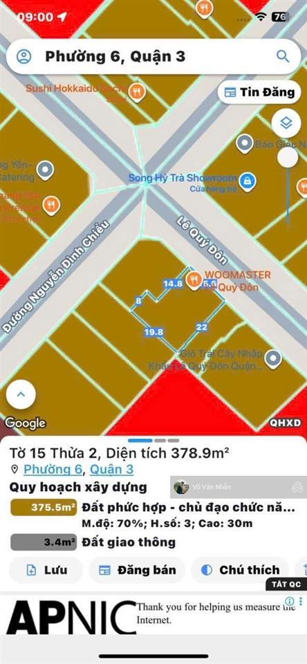 Bán nhà đất mặt tiền lê quý đôn, quận 3, dt 373m2 (15,5m x 22m), qh xây 2 hầm + 10 tầng, giá 135 tỷ
