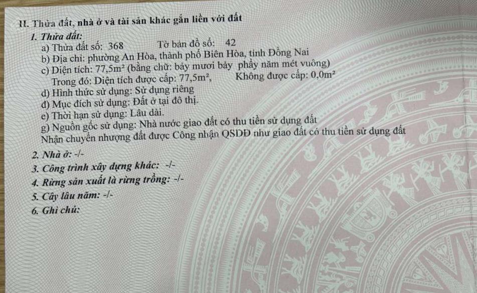 Bán đất trống (3 gcn) diện tích 240,8m2 thổ cư nguyễn trung trực, đồng nai