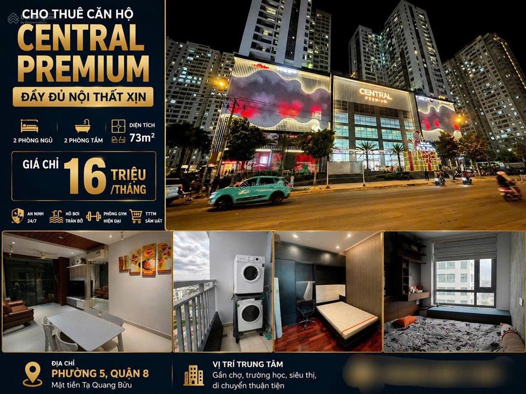 Central premium quận 8 | 2pn + 2wc 74m2 | full nội thất chỉnh chu | giá 16tr