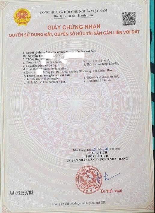 Bán nhà mặt tiền hai bà trưng, nha trang sát cạnh chợ đầm thuận tiện kinh doanh