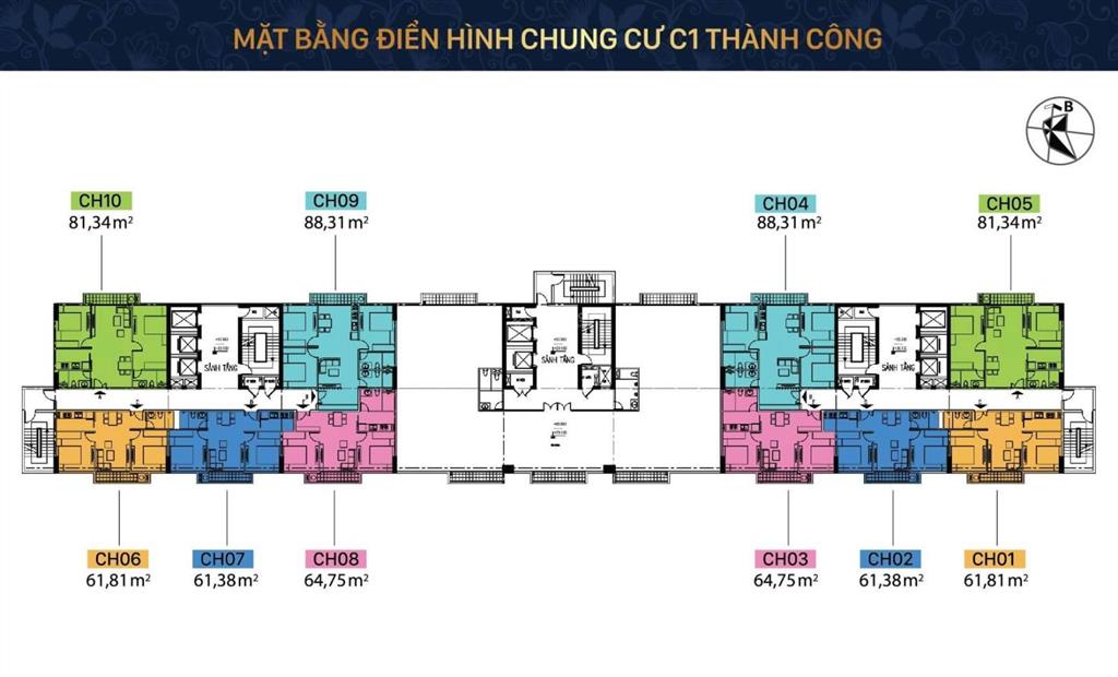 Chính chủ bán căn góc thương mại 3pn đẹp nhất, các phòng đều sáng tại dự án c1 thành công  ba đình