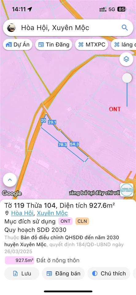 Bán đất 966m2 tại xã hòa hội, 1,09 tỷ giá tốt