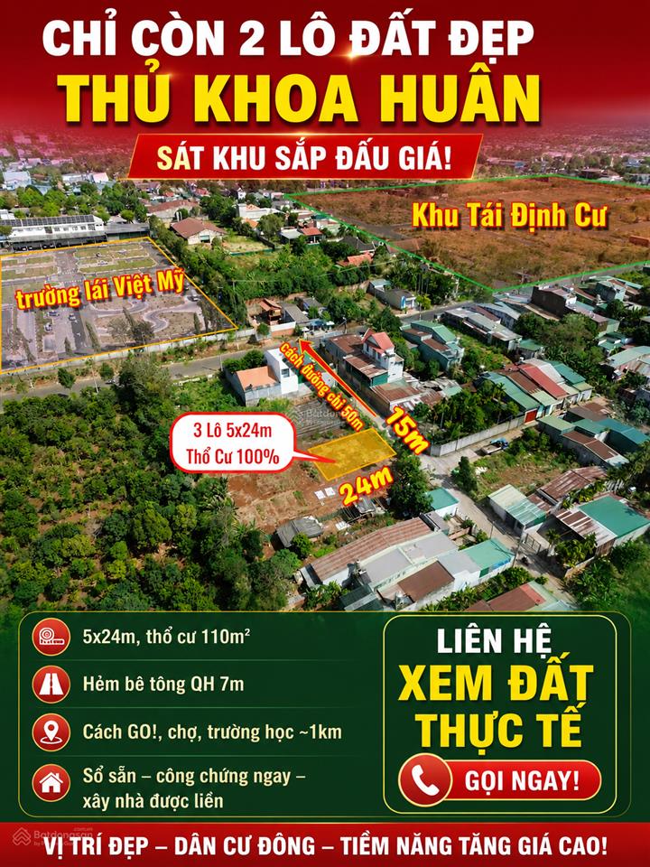 Chỉ còn 2 lô đất đẹp, giá đầu tư, thủ khoa huân, sát khu sắp đấu giá, u
