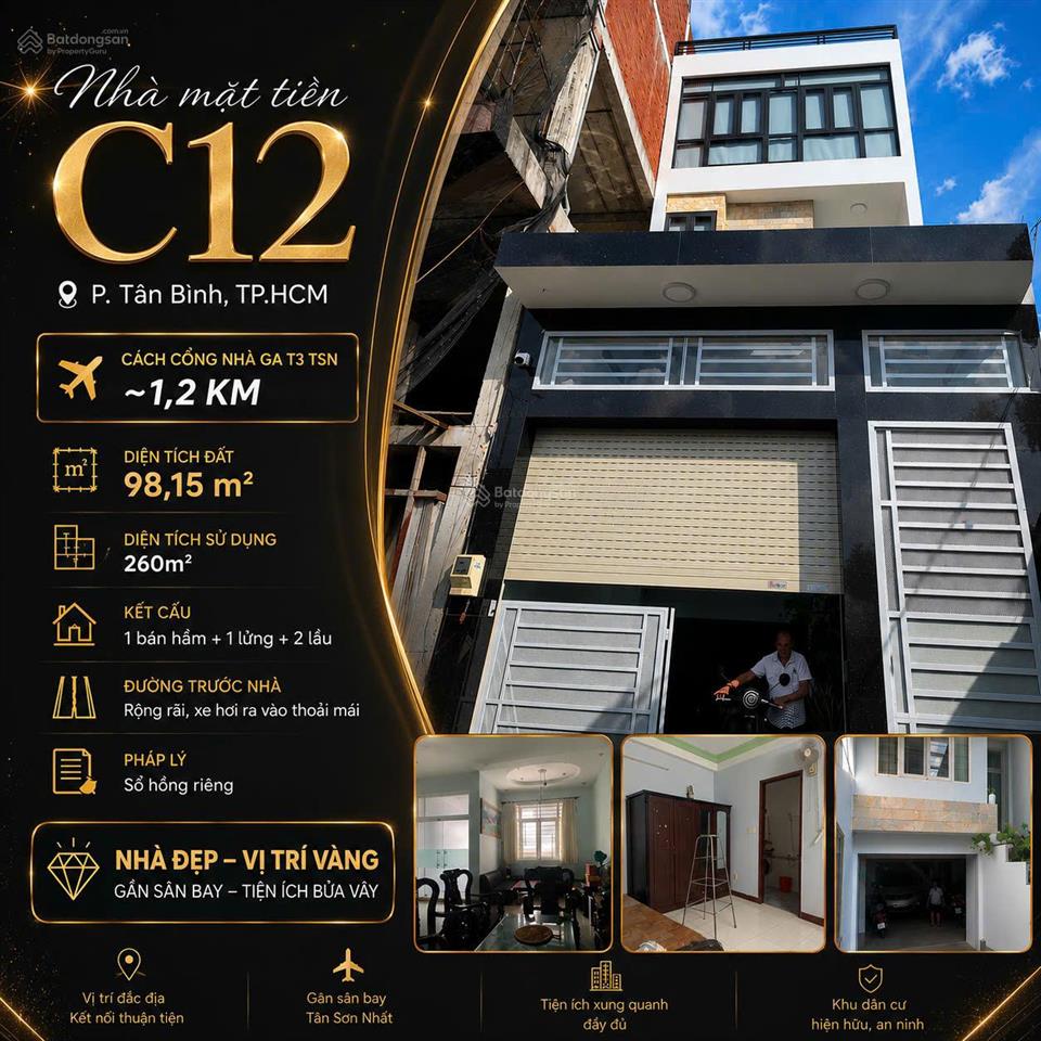 Chính chủ bán nhà mặt tiền đường c12, gần nhà ga t3 sân bay tân sơn nhất, nhà đẹp, sẵn khai thác