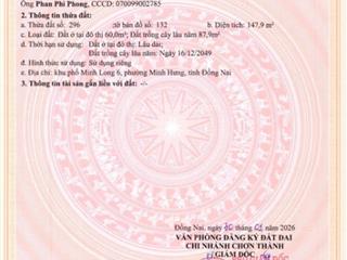 Chủ ngợp thở cần ra gấp lô đất vàng minh hưng  giá chỉ 570tr  rẻ hơn thị trường 200 triệu