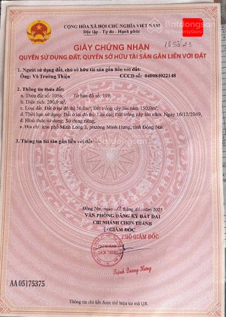 Ngộp thật rồi! 500 triệu trọn sổ lô đất 200m2 ngay kcn minh hưng  không mua lúc này thì mua lúc nà