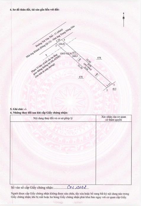 Bán đất trừ văn thố giá chỉ 950 triệu 260,5m2 có 100m2 thổ cư sổ hồng riêng