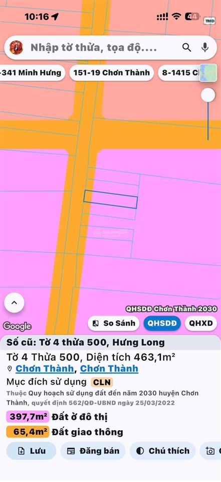 685 triệu bán gấp 200m2 ngay tthc chơn thành