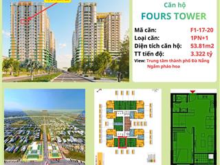 Căn 1pn+1 / 53.8m2 tầng 17 tòa f1 view về tttp đà nẵng và ngắm pháo hoa  fours tower