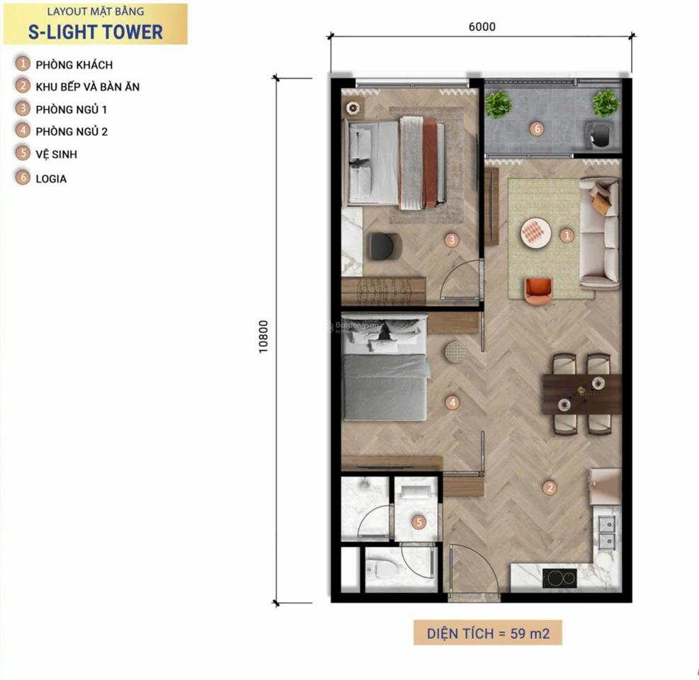 Căn 2pn/59m2 giá 2.734 tỷ khu hòa xuân căn hộ s  light tower