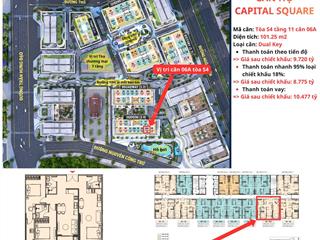 Căn dual key 101m2 giá 9,72 tỷ  view sông hàn, thành phố, cầu rồng  capital square