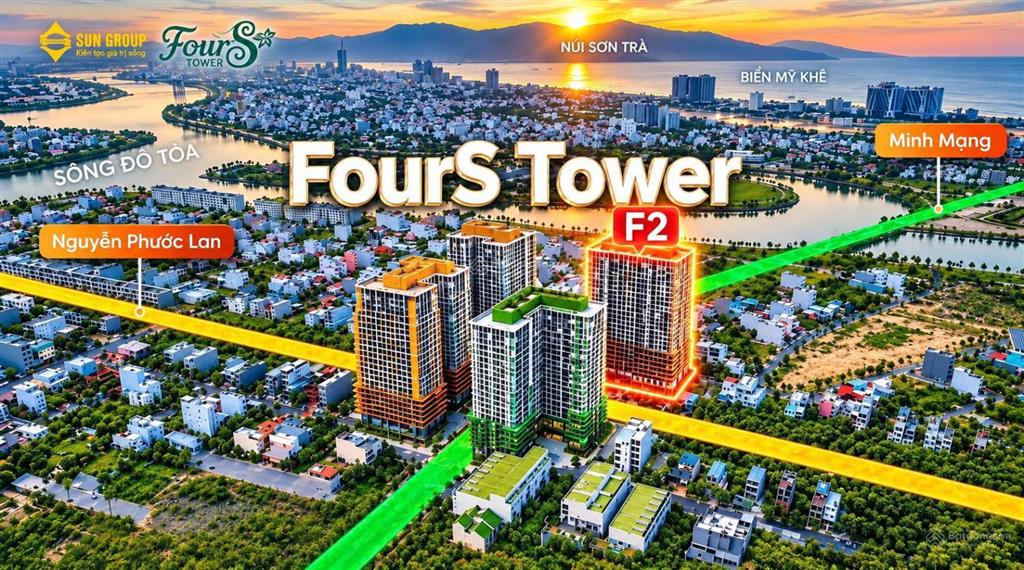 Căn góc 2pn tầng 12  view biển, sông, thành phố giá 3.772 tỷ  nam hòa xuân  fours tower