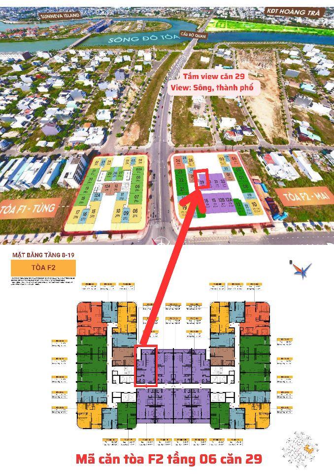 Căn 1PN+1 diện tích 55.8m2 giá 2.366 tỷ view sông - Fours Tower Đà Nẵng
