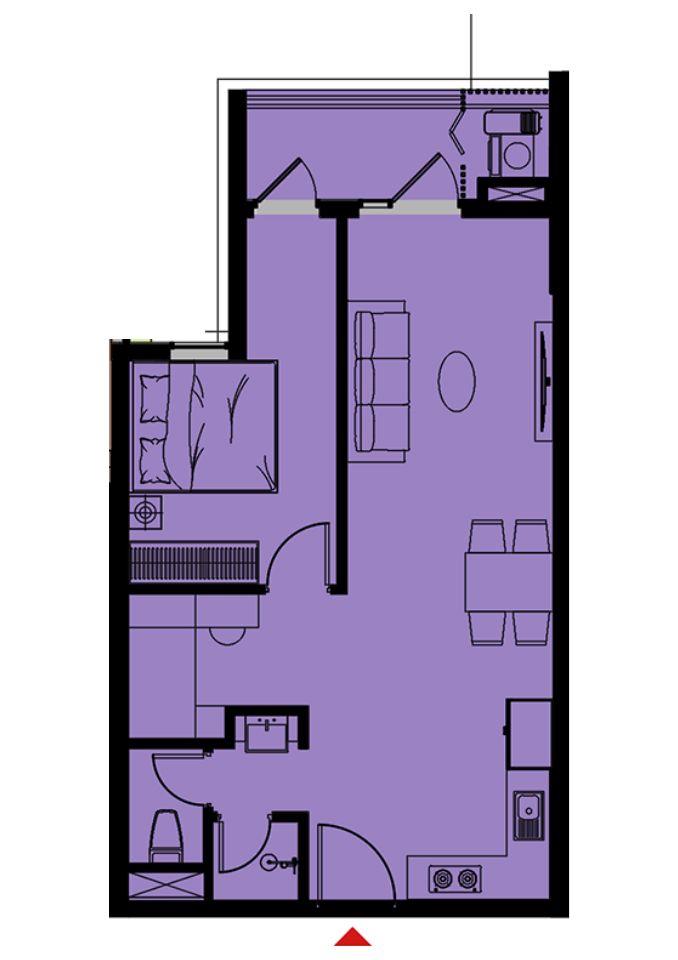 Căn 1PN+1 diện tích 55.8m2 giá 2.366 tỷ view sông - Fours Tower Đà Nẵng