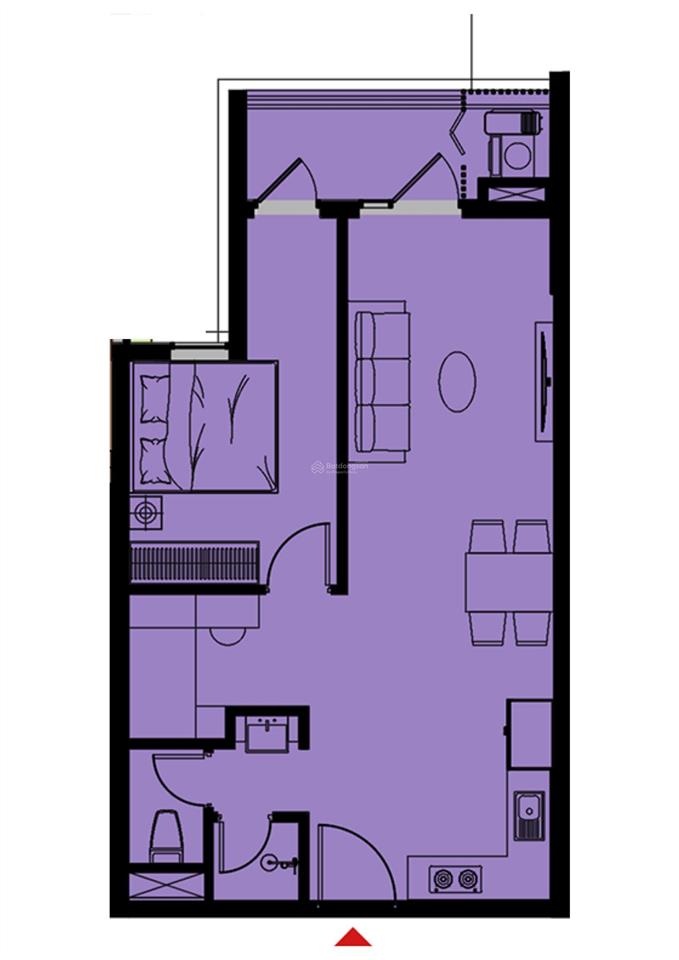 Căn 1pn + 1 diện tích 55.8m2 giá 2.366 tỷ view sông  fours tower đà nẵng
