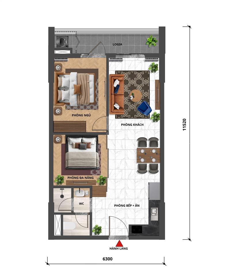 Căn 2pn/ 60.8m2 giá từ 2.911 tỷ tttđ view sông đô tỏa  fours tower