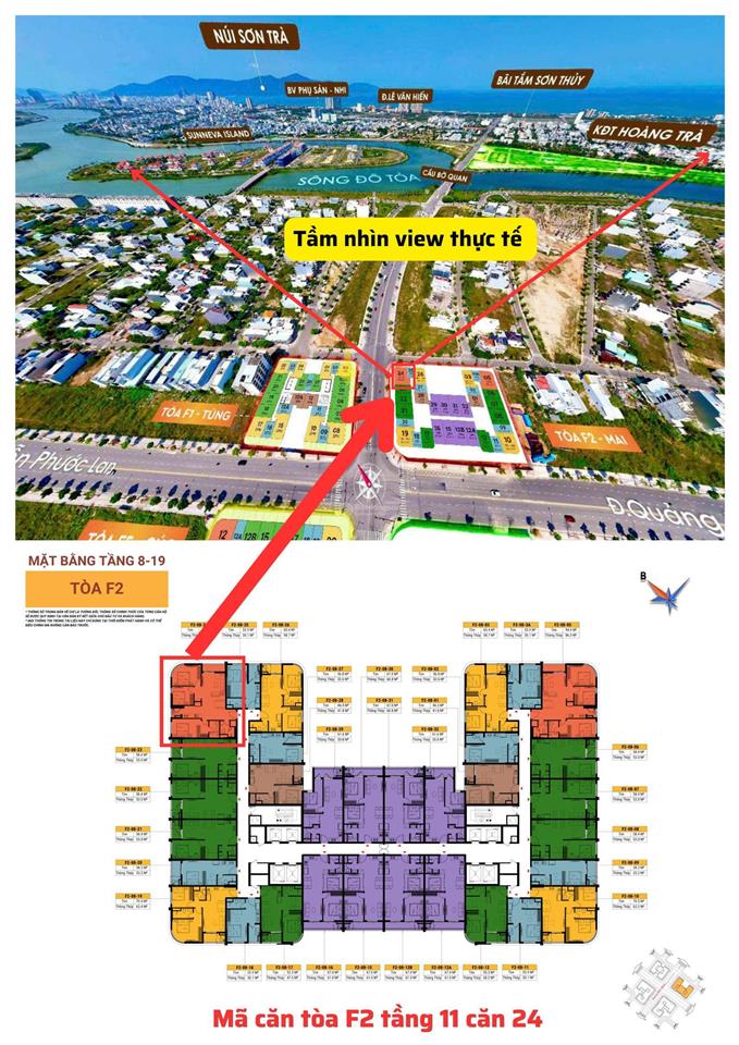 Căn góc 3pn/86.3m2 giá 4.848 tỷ view sông, biển  fours tower  nam hòa xuân đà nẵng